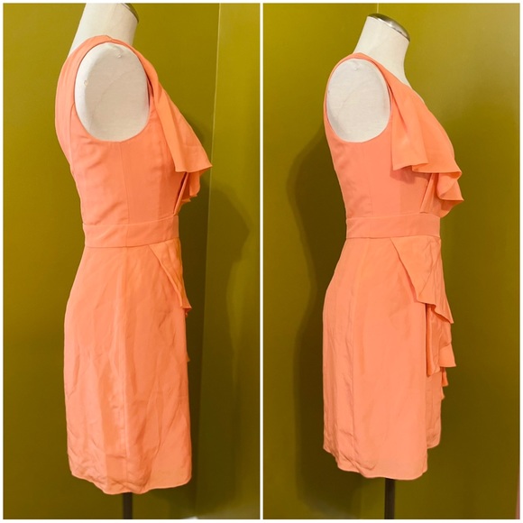 Shoshanna Sadie Silk Coral One Shoulder Dress - Picture 7 of 9